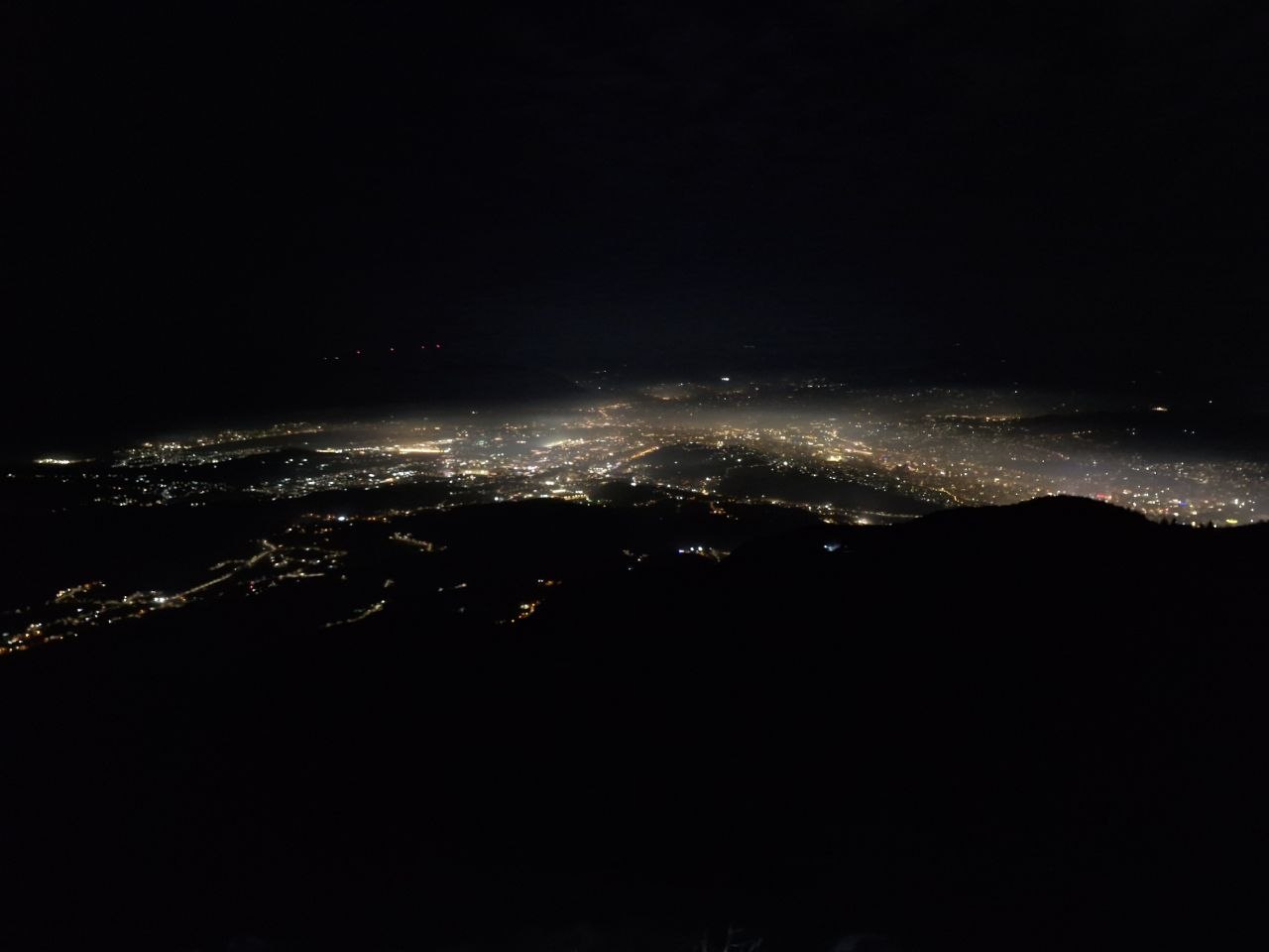 Sarajevo city lights viewed from Trebević at night